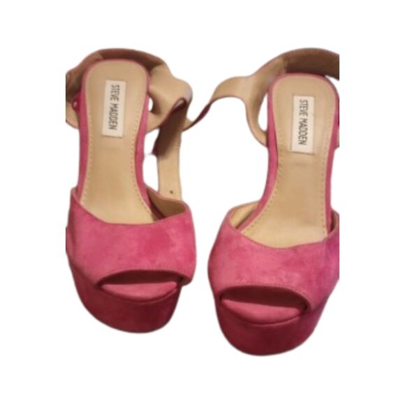Steve Madden Women's Size 7.5M Jillyy Pink Suede Platform Heels - Picture 4 of 7